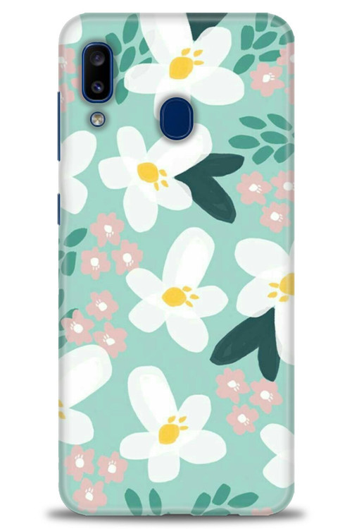 Samsung Galaxy A30 Kılıf HD Baskılı Kılıf - Pembe Beyaz Papatyalar
