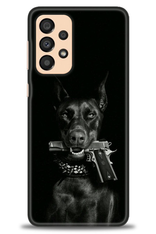 Samsung Galaxy A33 5G Kılıf HD Baskılı Kılıf - Tabanca ve Köpek