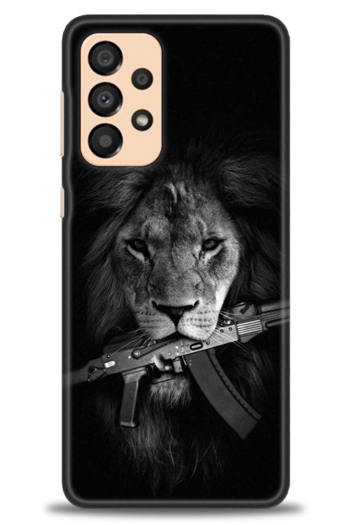 Samsung Galaxy A33 5G Kılıf HD Baskılı Kılıf - Tüfek ve Aslan