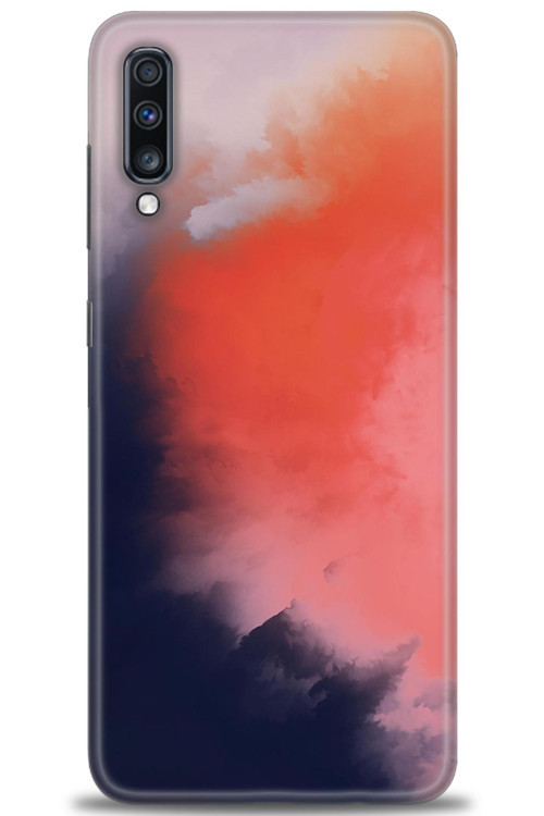 Samsung Galaxy A70 Kılıf HD Baskılı Kılıf - Sisli Turuncu