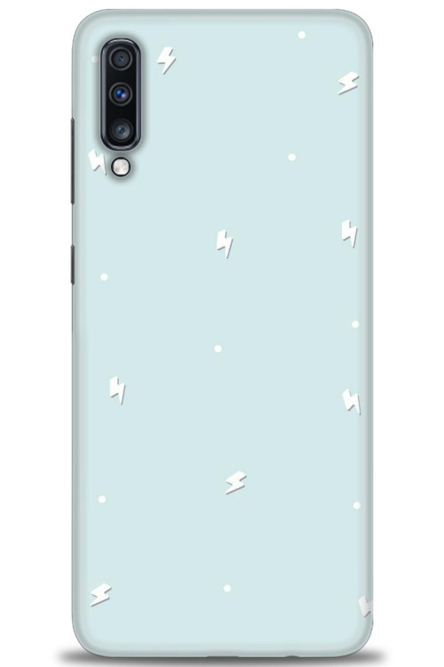 Samsung Galaxy A70 Kılıf HD Baskılı Kılıf - Beyaz Şimşekler
