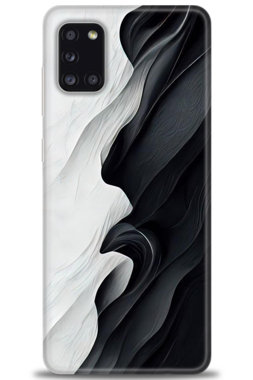 Samsung Galaxy A31 Kılıf HD Baskılı Kılıf - Black and White