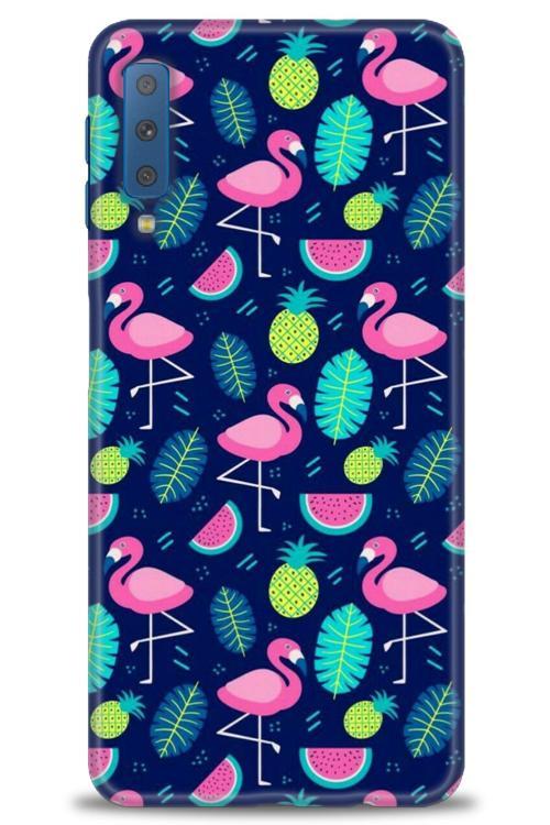 Samsung Galaxy A7 2018 Kılıf HD Baskılı Kılıf - Flamingo Ananas