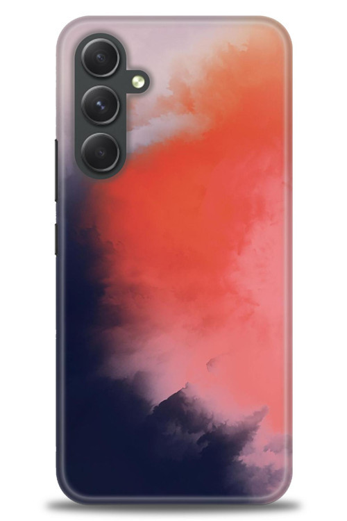 Samsung Galaxy A54 Kılıf HD Baskılı Kılıf - Sisli Turuncu