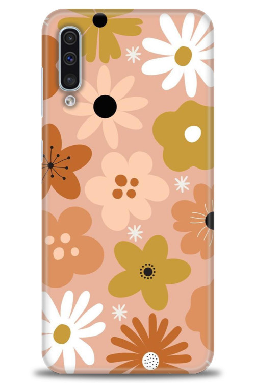 Samsung Galaxy A50S Kılıf HD Baskılı Kılıf - Kahveli Çiçekler