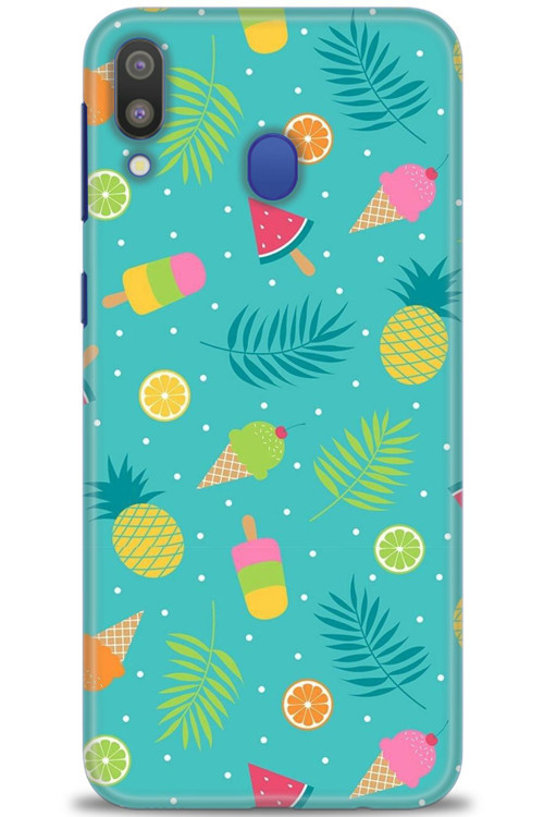 Samsung Galaxy M20 Kılıf HD Baskılı Kılıf - Dondurma ve Yapraklar