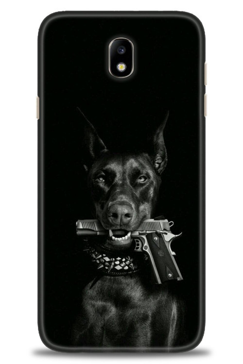 Samsung Galaxy J7 Pro / J730 Kılıf HD Baskılı Kılıf - Tabanca ve Köpek