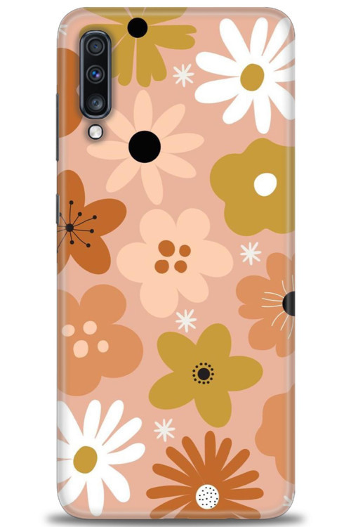 Samsung Galaxy A70 Kılıf HD Baskılı Kılıf - Kahveli Çiçekler