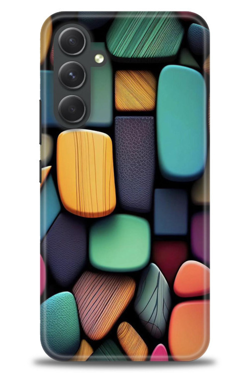 Samsung Galaxy A54 Kılıf HD Baskılı Kılıf - Renkli Taşlar