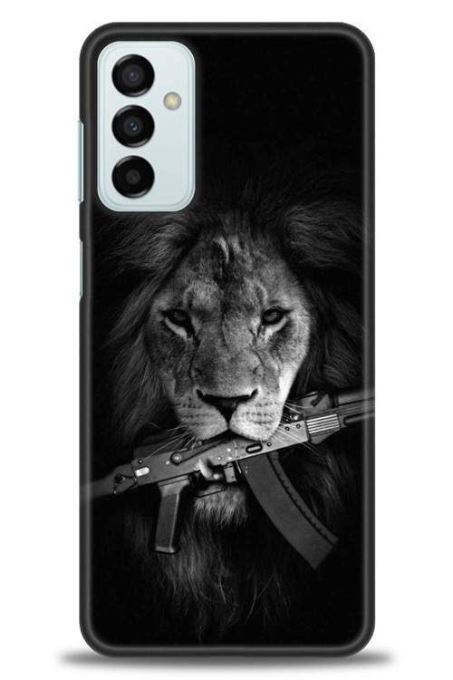 Samsung Galaxy M23 Kılıf HD Baskılı Kılıf - Tüfek ve Aslan