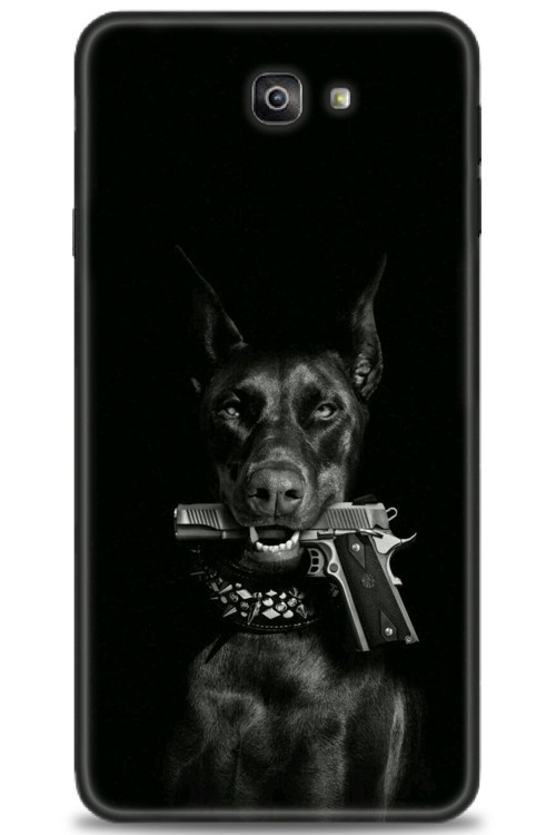Samsung Galaxy J7 Prime Kılıf HD Baskılı Kılıf - Tabanca ve Köpek
