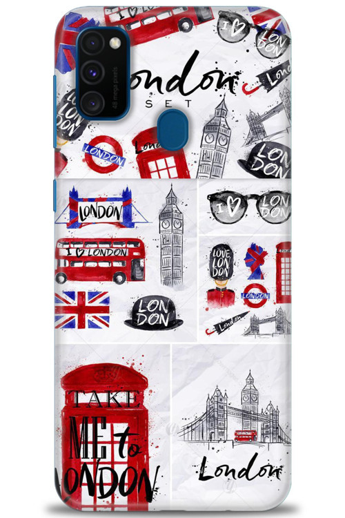Samsung Galaxy M21 Kılıf HD Baskılı Kılıf - London Set