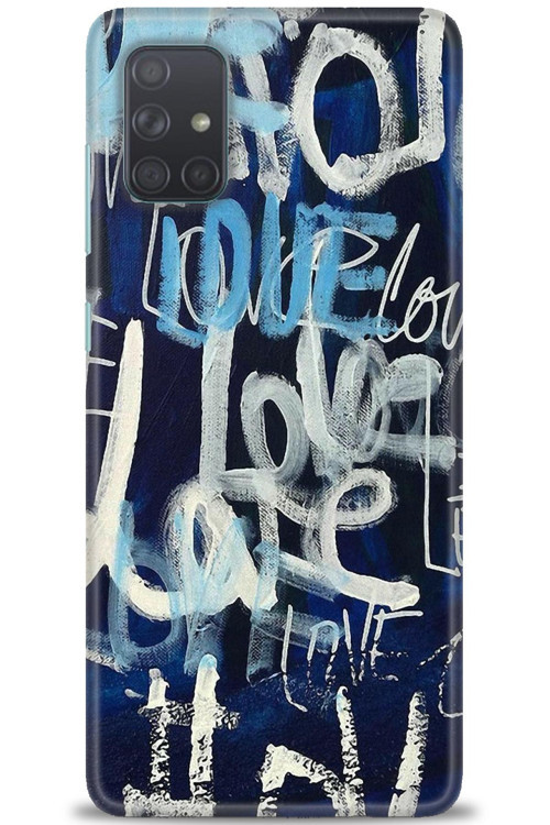 Samsung Galaxy A71 Kılıf HD Baskılı Kılıf - Love Mavi