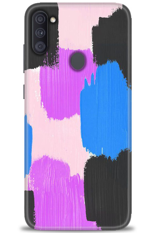 Samsung Galaxy M11 Kılıf HD Baskılı Kılıf - Mor Siyah