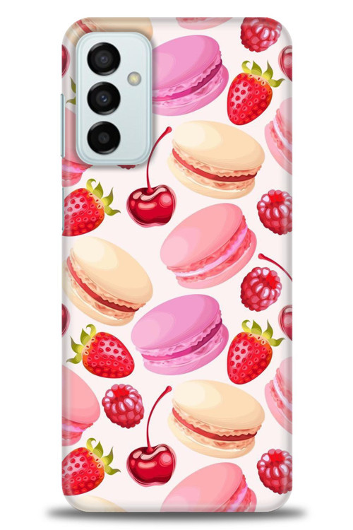 Samsung Galaxy M23 Kılıf HD Baskılı Kılıf - Makaron ve Çilekler