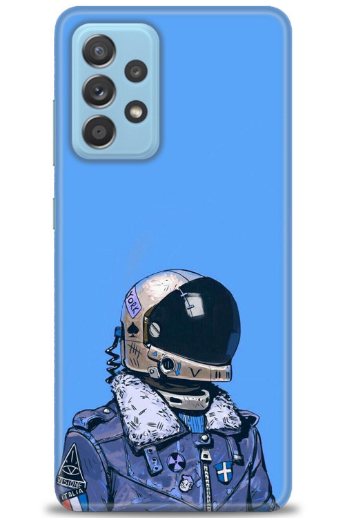 Samsung Galaxy A72 Kılıf HD Baskılı Kılıf - Mavi Astronot