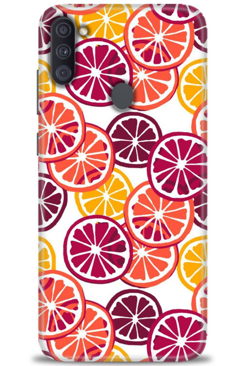 Samsung Galaxy M11 Kılıf HD Baskılı Kılıf - Bordo Limon Dilimleri