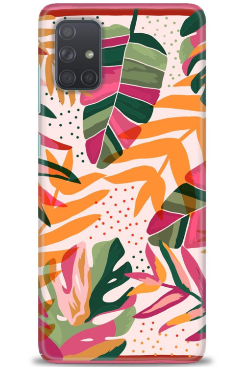 Samsung Galaxy A71 Kılıf HD Baskılı Kılıf - Turuncu Pembe