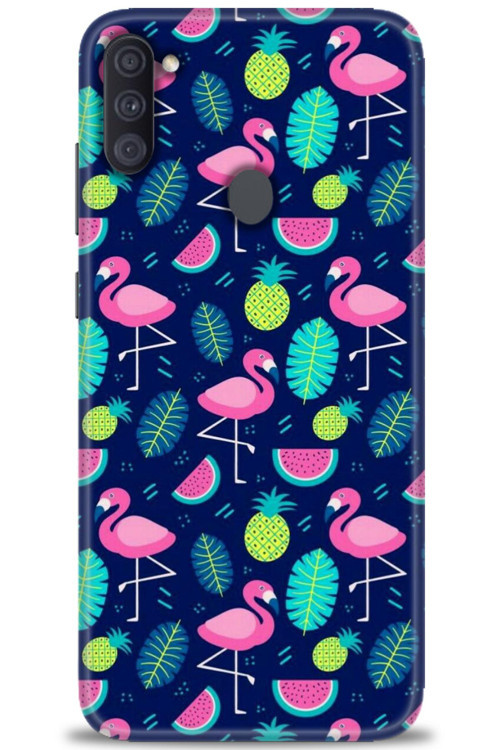 Samsung Galaxy M11 Kılıf HD Baskılı Kılıf - Flamingo Ananas