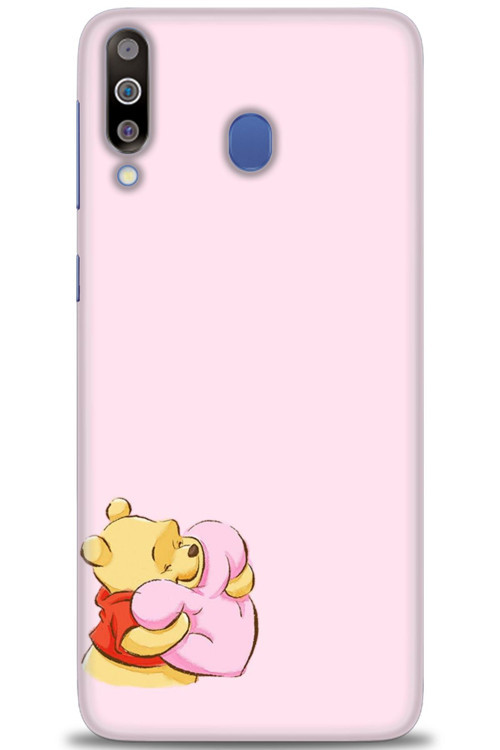 Samsung Galaxy M30 Kılıf HD Baskılı Kılıf - Winnie the Pooh Kalpli