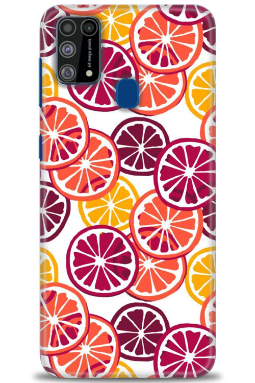 Samsung Galaxy M31 Kılıf HD Baskılı Kılıf - Bordo Limon Dilimleri
