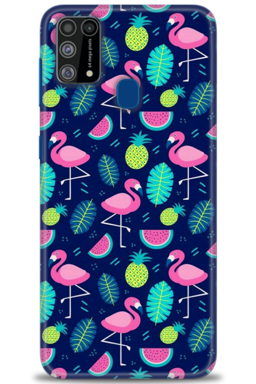 Samsung Galaxy M31 Kılıf HD Baskılı Kılıf - Flamingo Ananas