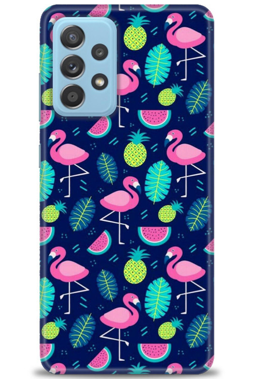 Samsung Galaxy A72 Kılıf HD Baskılı Kılıf - Flamingo Ananas
