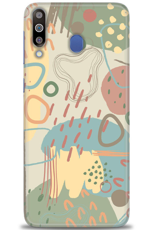 Samsung Galaxy M30 Kılıf HD Baskılı Kılıf - Renkli Tuval