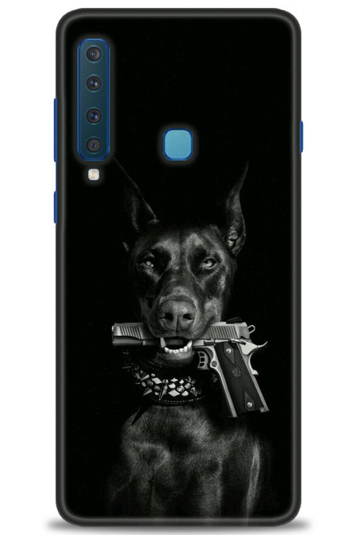 Samsung Galaxy A9 2018 Kılıf HD Baskılı Kılıf - Tabanca ve Köpek