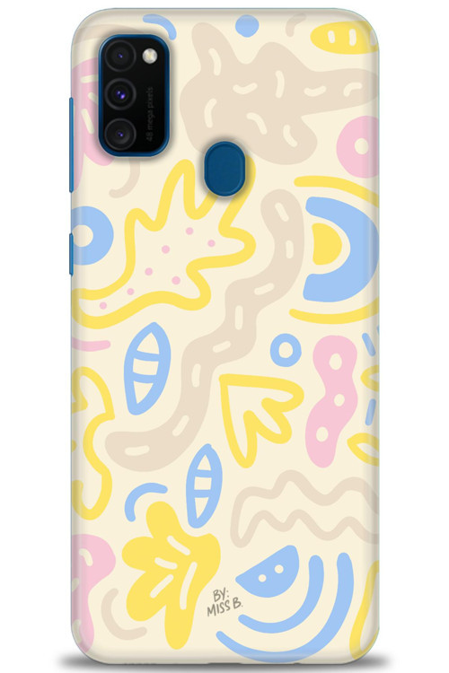 Samsung Galaxy M21 Kılıf HD Baskılı Kılıf - Krem Tonları