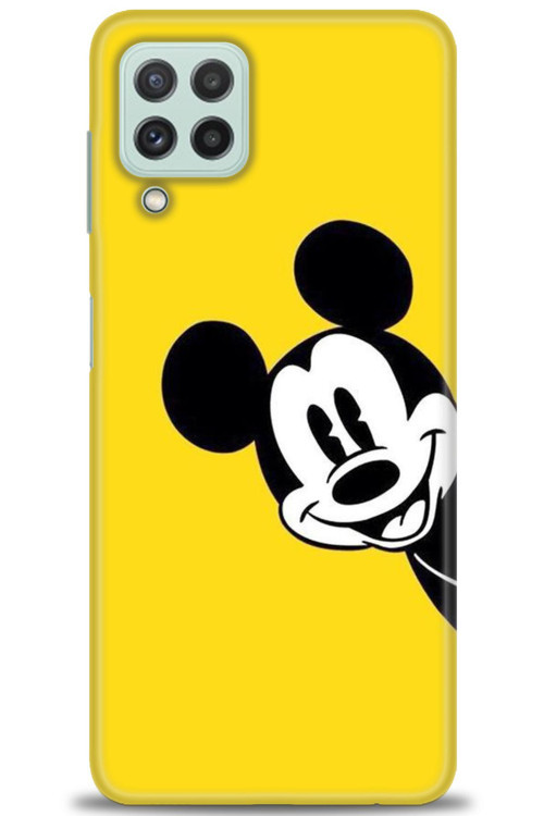 Samsung Galaxy M32 Kılıf HD Baskılı Kılıf - Sarı Mickey Mouse