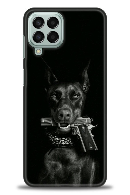Samsung Galaxy M33 Kılıf HD Baskılı Kılıf - Tabanca ve Köpek