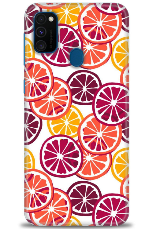Samsung Galaxy M30S Kılıf HD Baskılı Kılıf - Bordo Limon Dilimleri