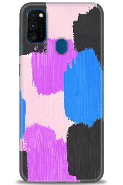Samsung Galaxy M21 Kılıf HD Baskılı Kılıf - Mor Siyah