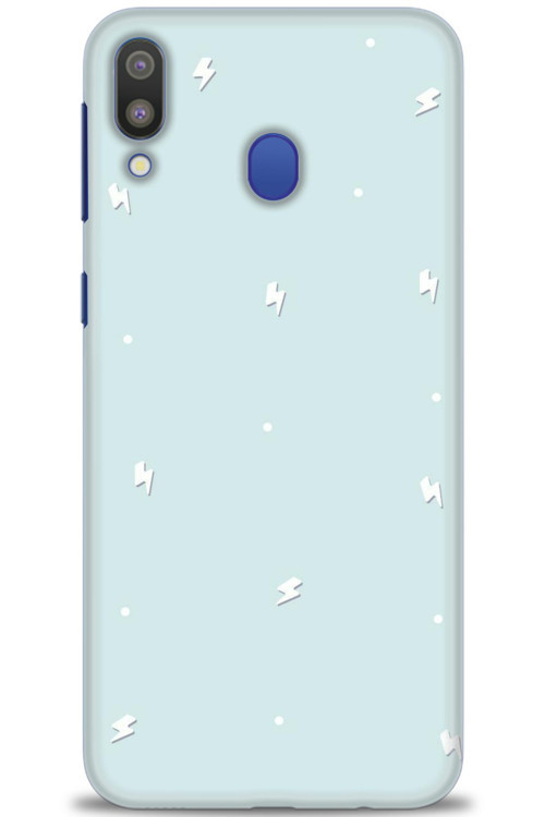 Samsung Galaxy M20 Kılıf HD Baskılı Kılıf - Beyaz Şimşekler