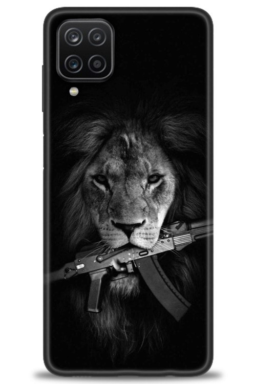 Samsung Galaxy M12 Kılıf HD Baskılı Kılıf - Tüfek ve Aslan