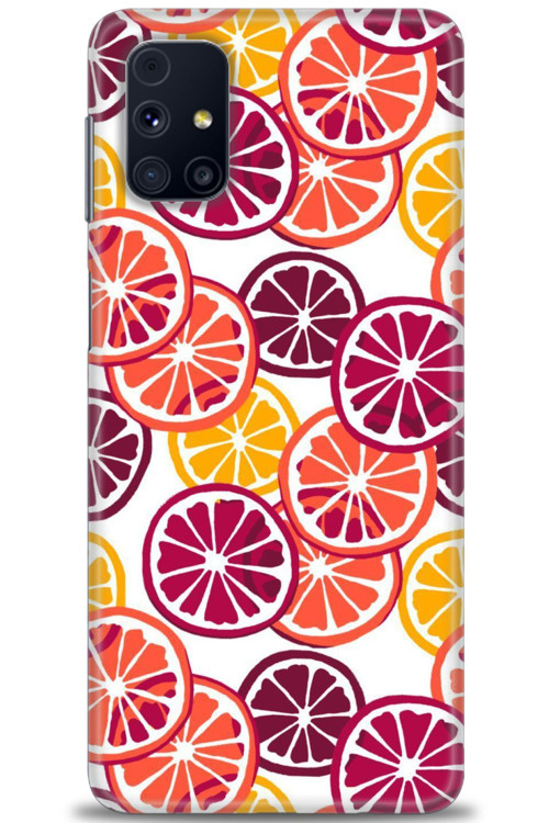 Samsung Galaxy M51 Kılıf HD Baskılı Kılıf - Bordo Limon Dilimleri