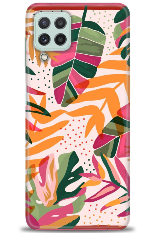 Samsung Galaxy M32 Kılıf HD Baskılı Kılıf - Turuncu Pembe