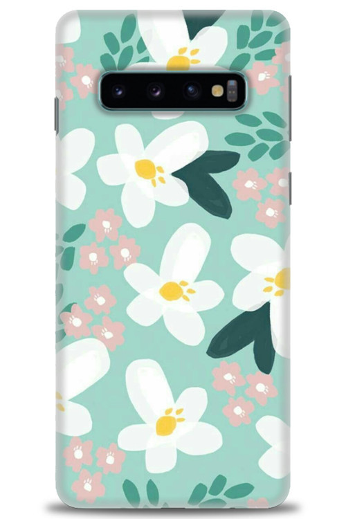 Samsung Galaxy S10 Kılıf HD Baskılı Kılıf - Pembe Beyaz Papatyalar