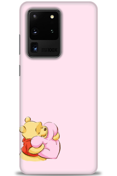 Samsung Galaxy S20 Ultra Kılıf HD Baskılı Kılıf - Winnie the Pooh Kalpli