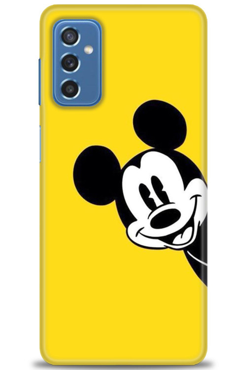 Samsung Galaxy M52 5G Kılıf HD Baskılı Kılıf - Sarı Mickey Mouse