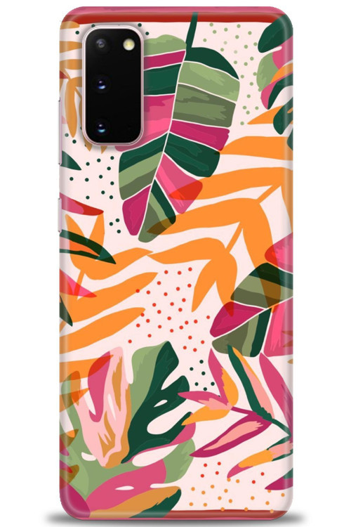 Samsung Galaxy S20 Kılıf HD Baskılı Kılıf - Turuncu Pembe