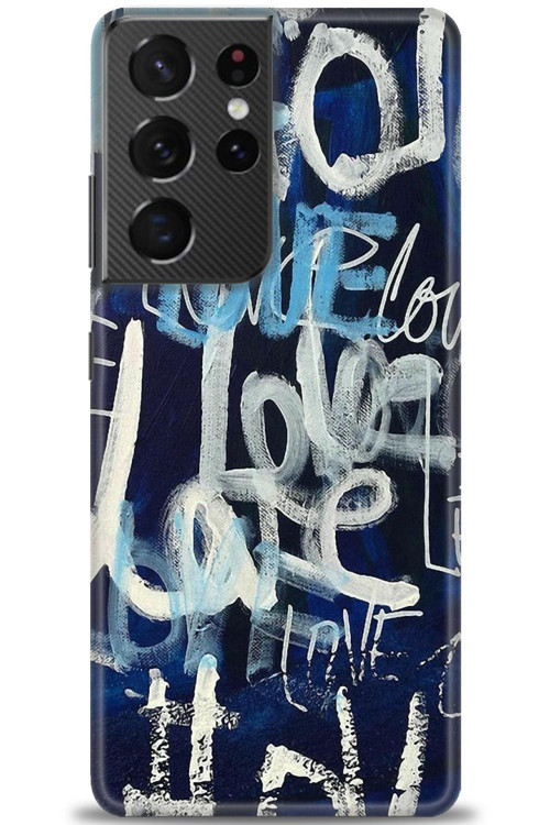 Samsung Galaxy S21 Ultra Kılıf HD Baskılı Kılıf - Love Mavi