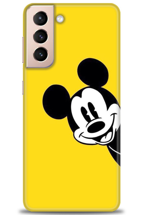 Samsung Galaxy S21 FE Kılıf HD Baskılı Kılıf - Sarı Mickey Mouse