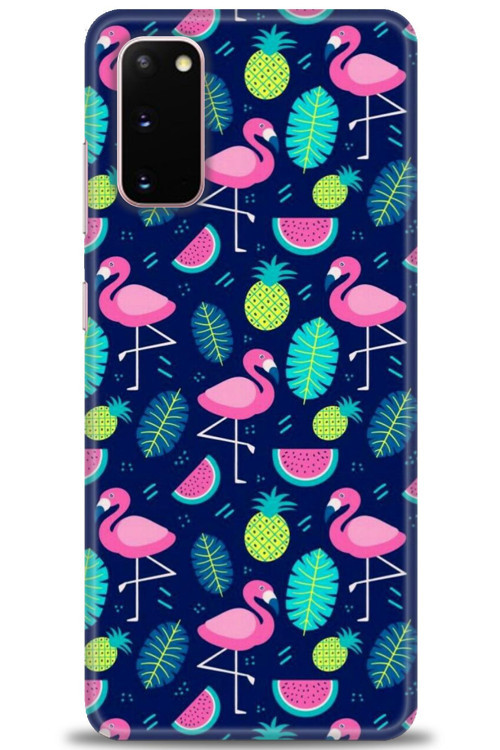 Samsung Galaxy S20 Kılıf HD Baskılı Kılıf - Flamingo Ananas