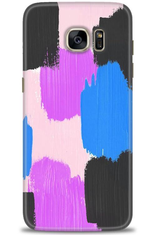 Samsung Galaxy S7 Edge Kılıf HD Baskılı Kılıf - Mor Siyah