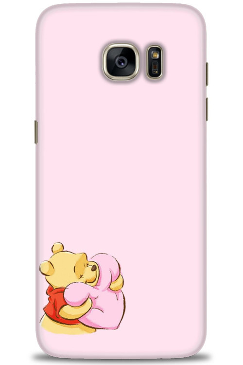 Samsung Galaxy S7 Edge Kılıf HD Baskılı Kılıf - Winnie the Pooh Kalpli