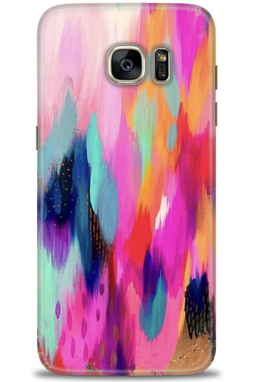 Samsung Galaxy S7 Edge Kılıf HD Baskılı Kılıf - Yaldızlı Renkler