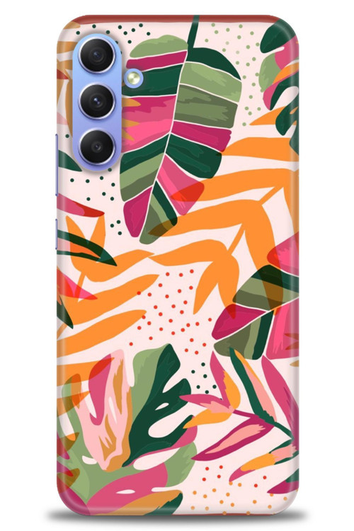 Samsung Galaxy A24 Kılıf HD Baskılı Kılıf - Turuncu Pembe
