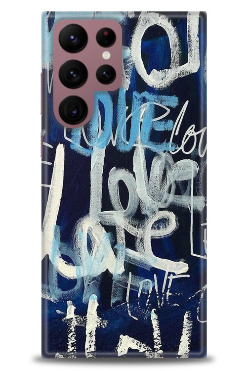 Samsung Galaxy S22 Ultra Kılıf HD Baskılı Kılıf - Love Mavi